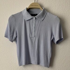 Chic Light Blue Button Down Polo Shirt